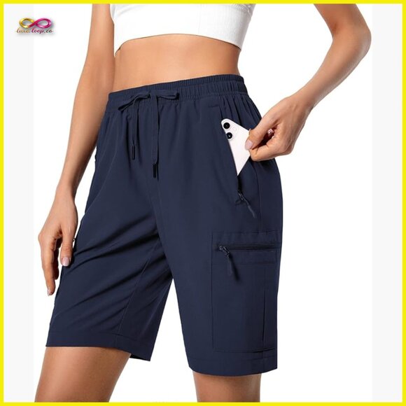 Lightweight Hiking Cargo Shorts Quick Dry Athletic Water Resistant Zipper